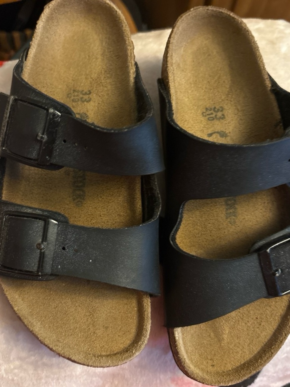 Birkenstock Kids Black Double Buckle Cork Sandals